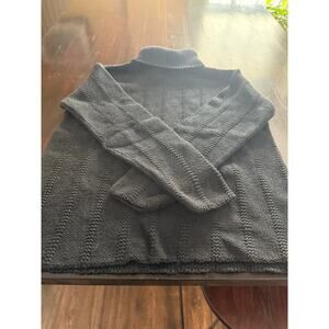 Mermaid Cotton Knit Turtleneck Sweater Womens M Black Textured -Chunky